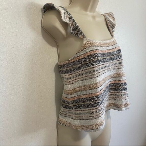 MADEWELL Texture & Thread Ruffle Strap Striped Tank Top - Picture 5 of 11